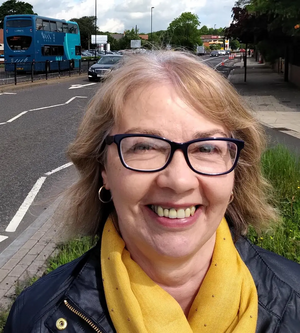 Cllr Pauline Allen with bus 2019