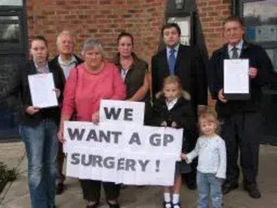 Local Residents and Ron beadle campaigning for a new surgery in Lemington