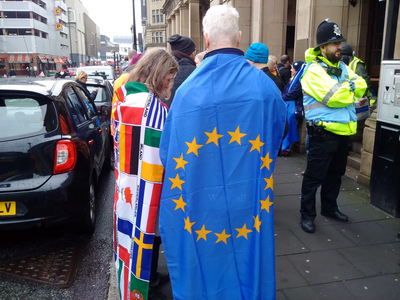 Pro EU demonstrators in Newcastle