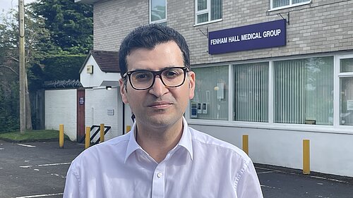 Ali Avaei outside Fenham Hall Medical Centre