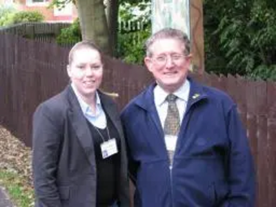 Lemington councillors Joanne Park and Lawrence Hunter at the site where the new bus stop will be installed on Neptune Road